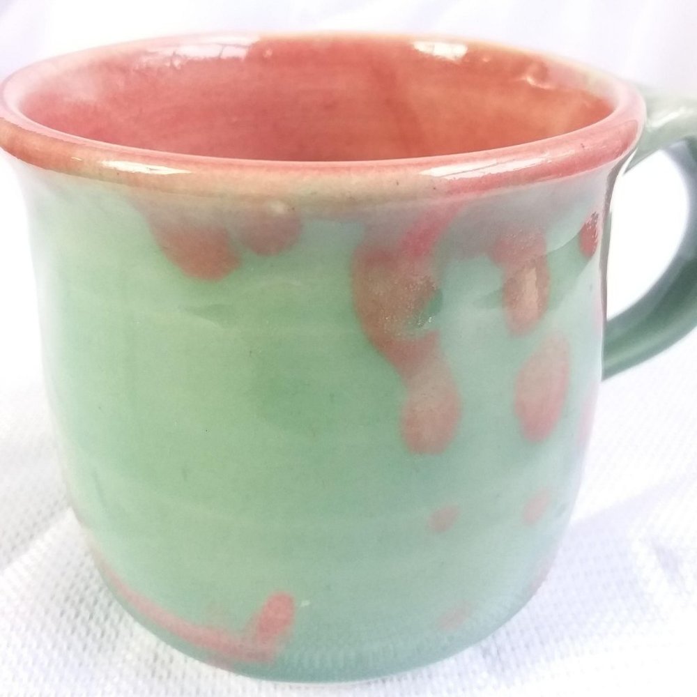 Vintage  Coffee Mug Pottery Clay Teal Home Décor